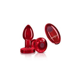 Cheeky Charms Red Rechargeable Vibrating Metal Butt Plug With Remote